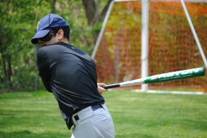 Aqil Sajjad in his batting stance at practice